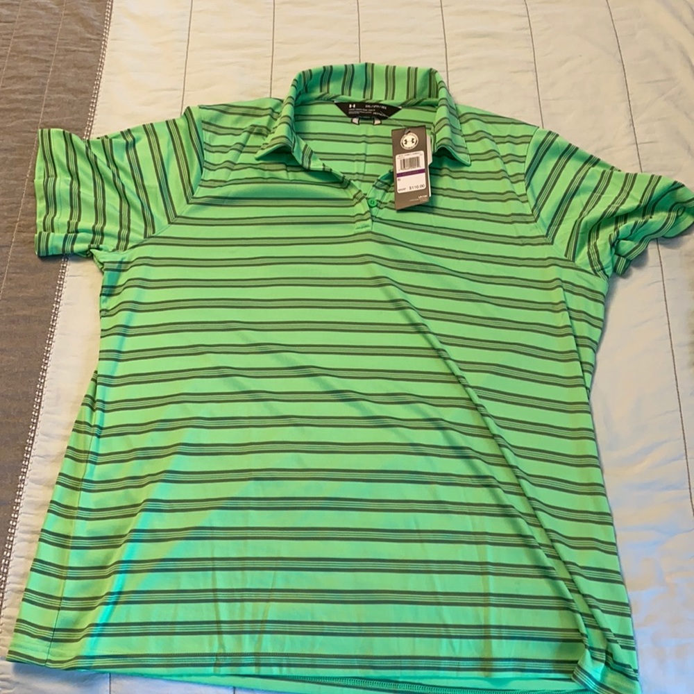 Under Armour Heat gear 2XL green polo. NWT